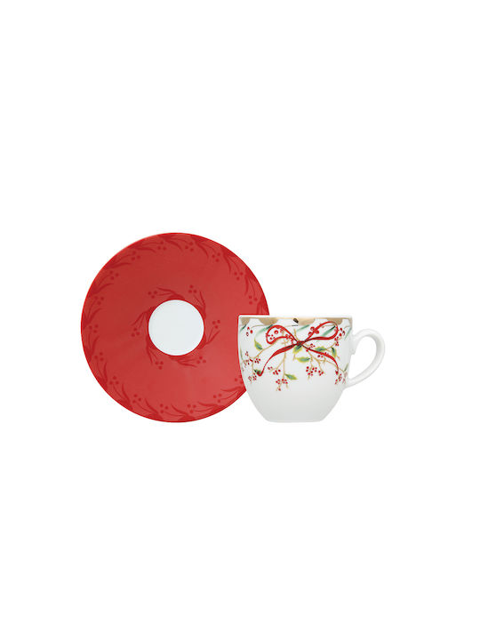 Ιωνία Christmas Mug Porcelain Red 1pcs