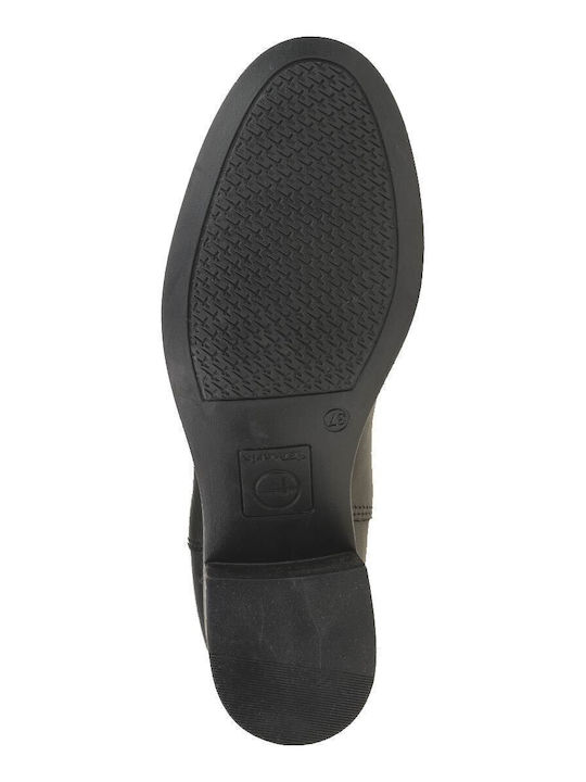 Leder Damen Chelsea Stiefeletten mit mittlerem Absatz Schwarz