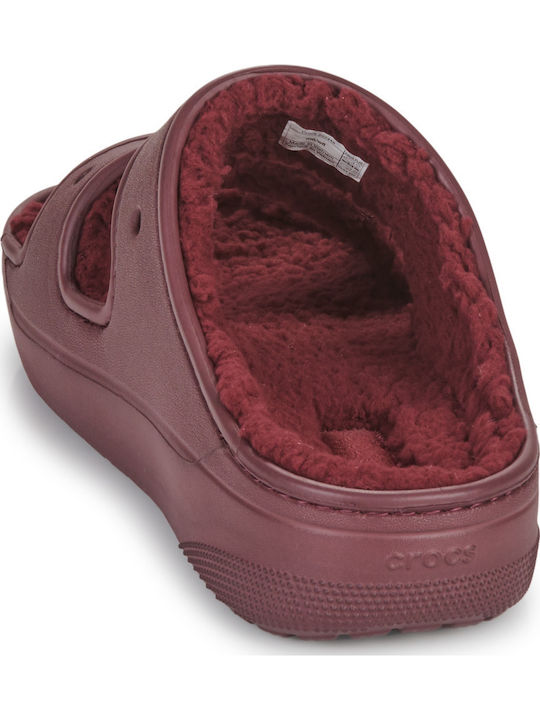 Classic Cozzzy Winter Women's Slippers with Fur Burgundy