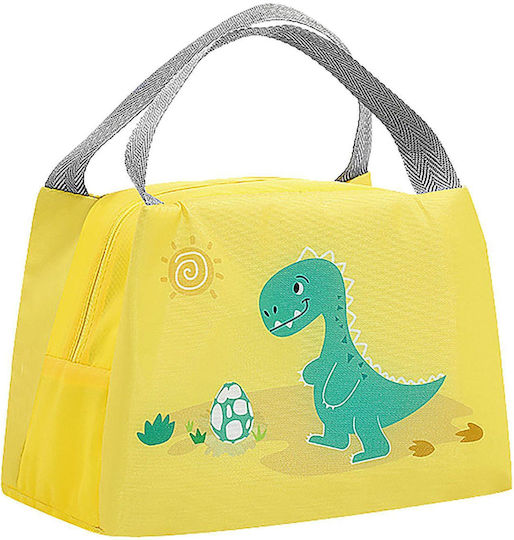 Justnote Dino Schulische Isothermische Hand-Lunch-Tasche 4Es Gelb Dinosaurier 17 x 15 x 22cm