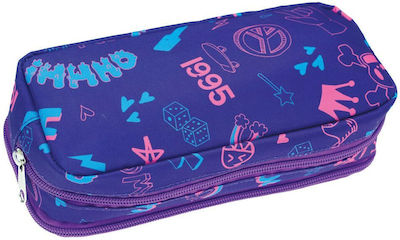 Back Me Up Paul Frank Bubble Pencil Case Barrel with 2 Compartments Multicolored