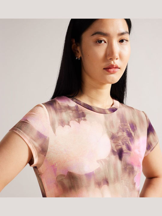 Yazmean Women's T-shirt Floral Pink