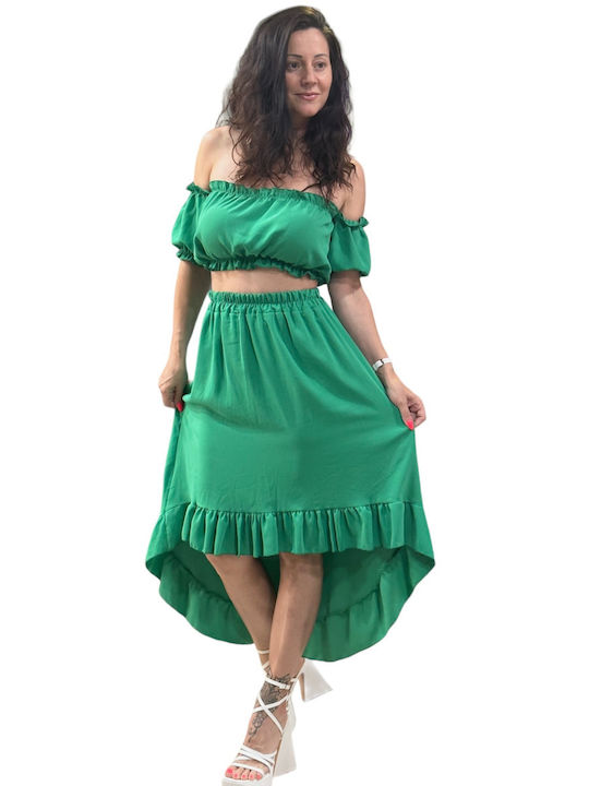 Set with Midi Skirt Green
