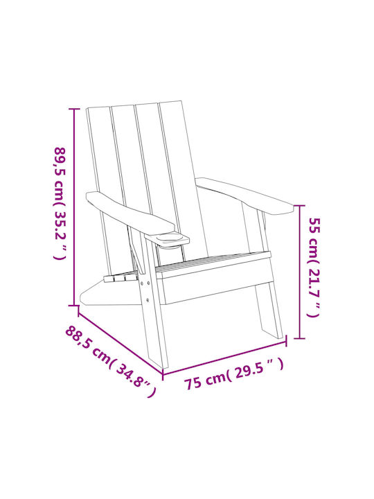 Fotoliu de exterior Lemn Maro 75x88.5x89.5cm