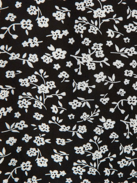 Maxi Rock Umschlag Blumen Schwarz