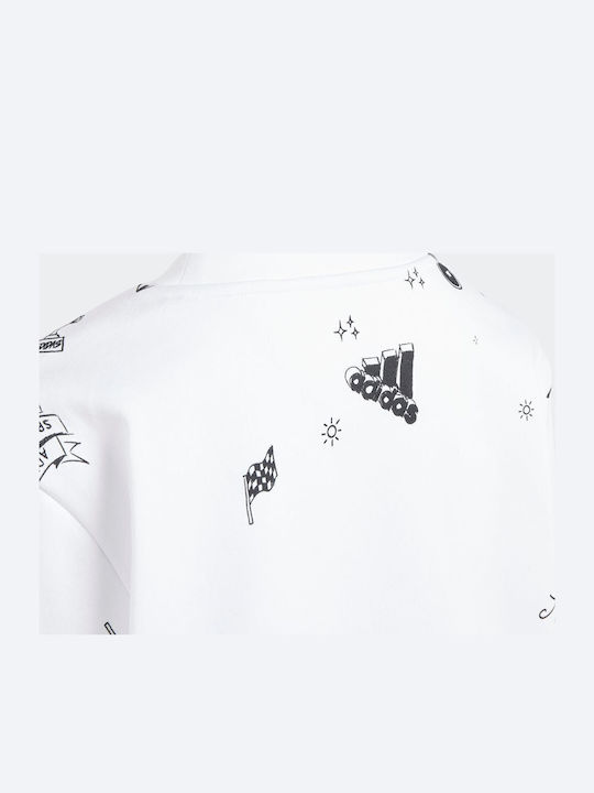 Fleece Παιδικό Φούτερ Λευκό Brand Love Allover Print