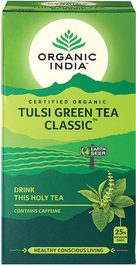 Organic India Verde Ceai 25 Pungi 1buc cu Aromă Tulsi
