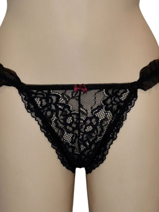 Elite Form Women's String with Lace Red