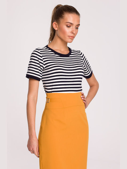 Stylove Pencil High Waist Midi Skirt in Yellow color