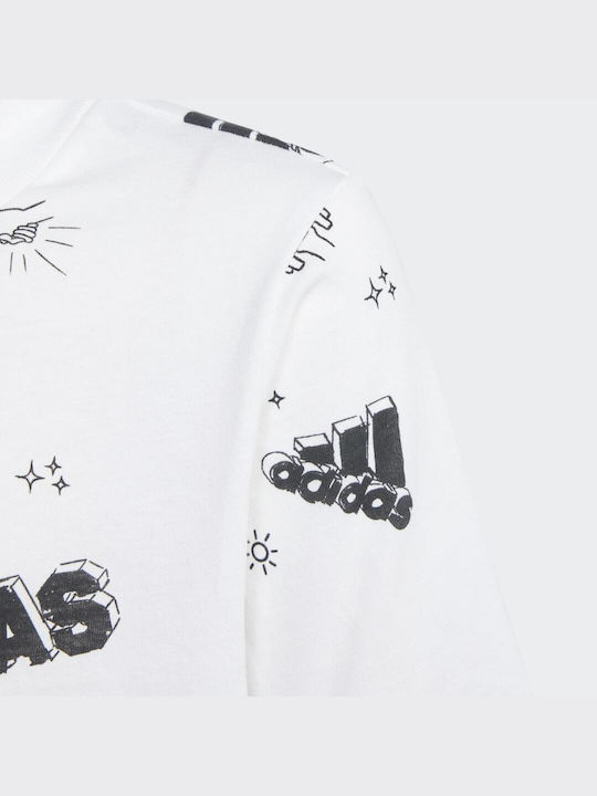 Adidas Crop Top pentru copii Cu mâneci scurte Alb