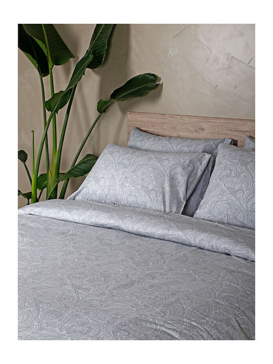 Sunshine Σετ Σεντόνια Διπλά με Λάστιχο 150x205x30εκ. Cotton Feelings 2040 Grey