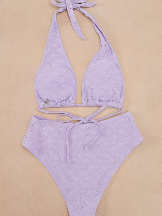 Gigi Set Bikini Τριγωνάκι Ψηλόμεσο Λιλά