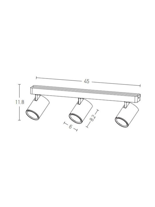 Zambelis Lights Triple Spot with Socket GU10 in Black Color S106