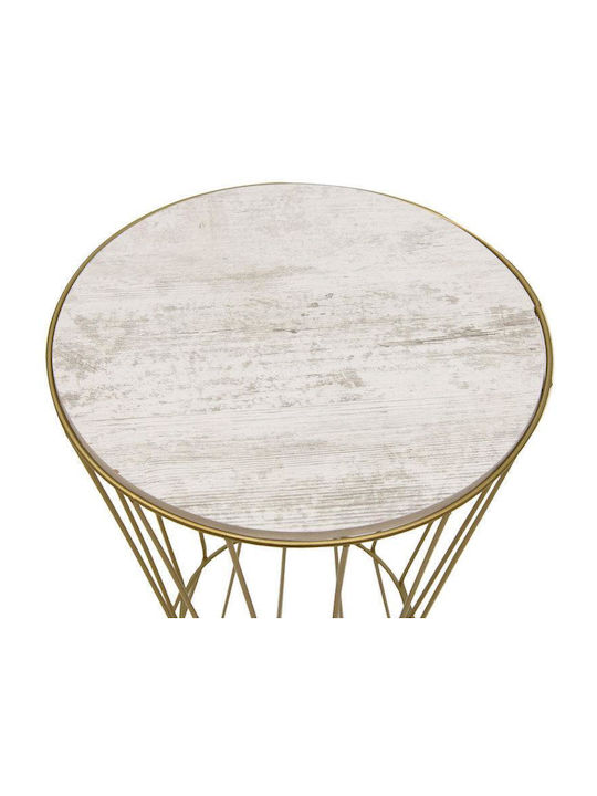 Round Side Table Yava Wooden Antique Grey / Gold L35xW35xH58cm.