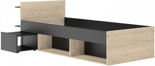 Erwan Kinderbett Einzeln mit Stauraum Schwarz für Matratze 90x200cm