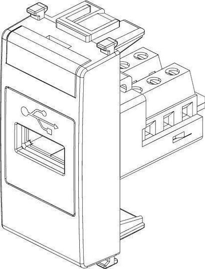 Vimar Plana Priză Mortice cu 1 Port USB Albă