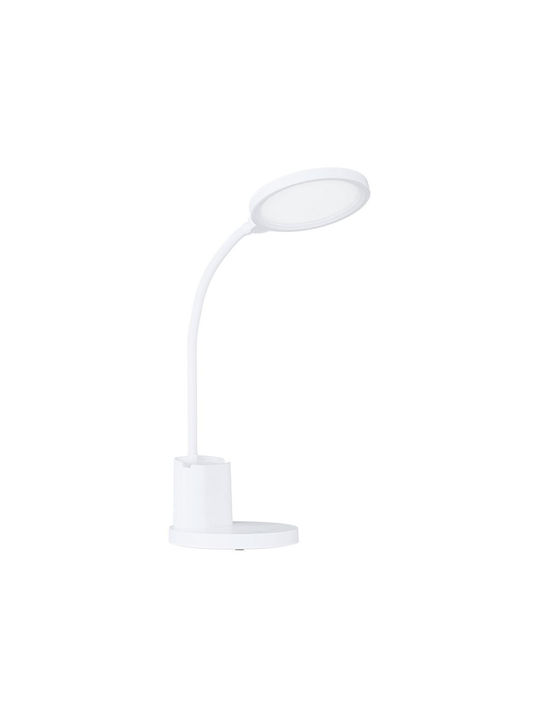 Eglo Brolini Rechargeable LED Office Lamp with Flexible Arm in White Color