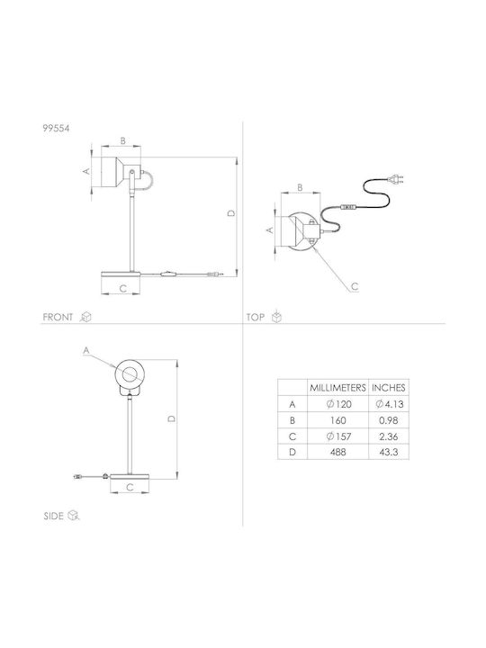 Eglo Casibare Office Lamp for Socket E27 in Black Color