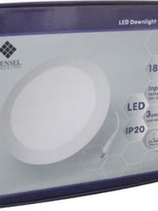 Rund Vertieft LED Panel 18W mit Warmes Weiß Licht 3000K