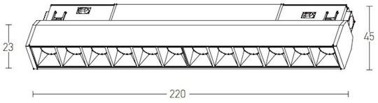 Zambelis Lights Commercial Linear LED Ceiling Light 8W Natural White IP20 Dimmable