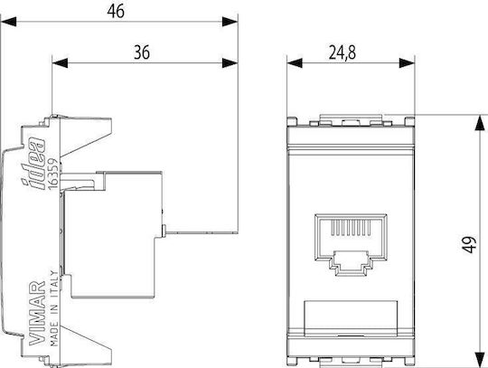 Vimar Единичен Мрежова контактна розетка RJ45 без Рамка Тип Cat5 в Бял Цвят 16359.5.B