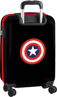 Safta Captain America Marvel Cabin Travel Suitcase Hard Black with 4 Wheels Height 55cm