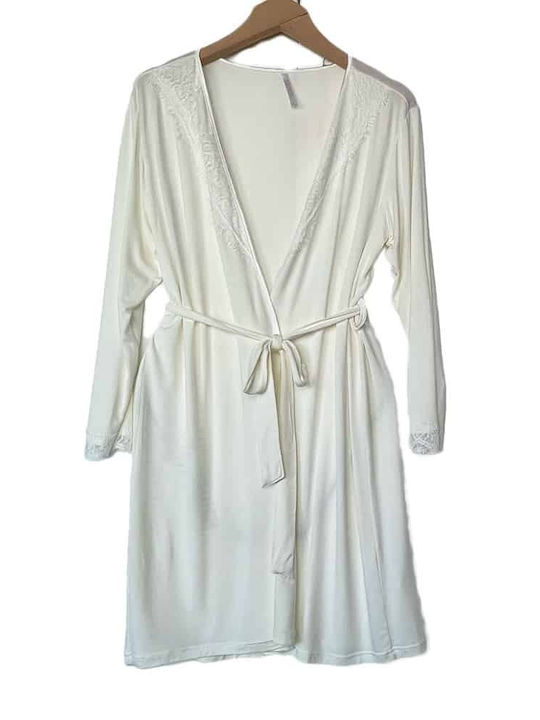 Caress Summer Women's Cotton Robe with Nightdress White