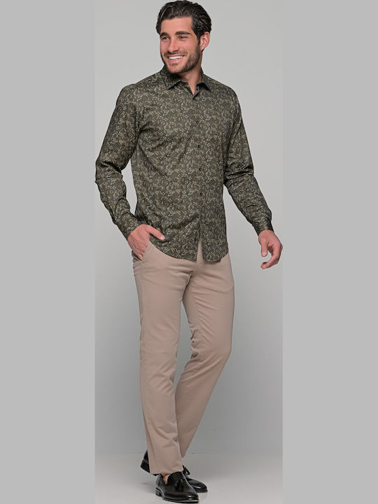 Long-sleeved Cotton Shirt Khaki