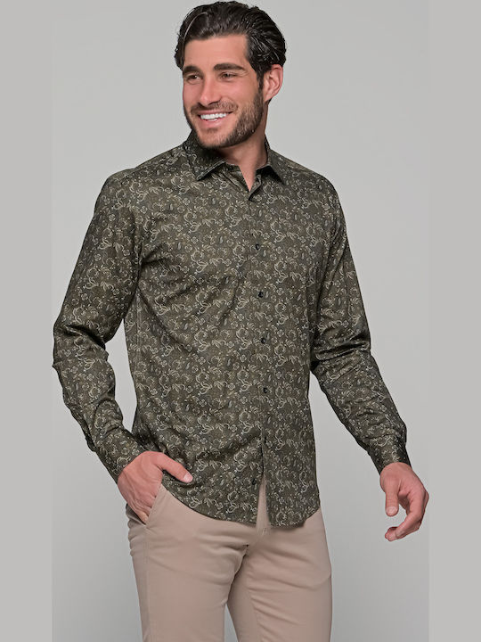 Long-sleeved Cotton Shirt Khaki