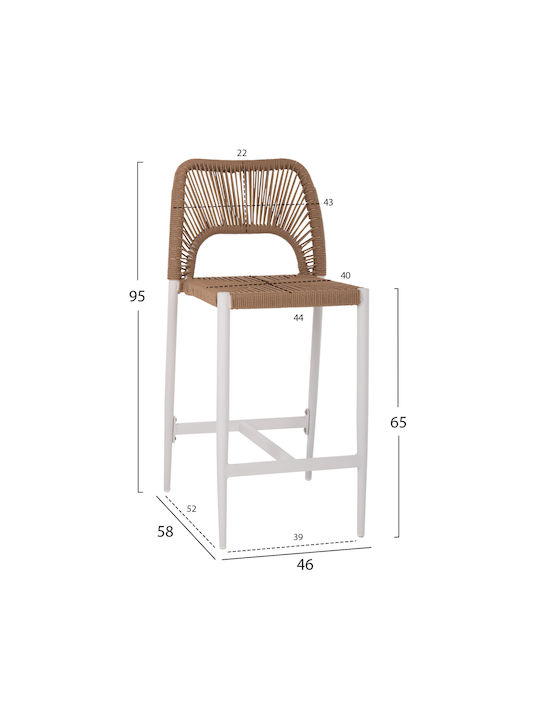 Hocker für Bar Für den Außenbereich aus Aluminium White, Beige 1Stück 46x58x95cm