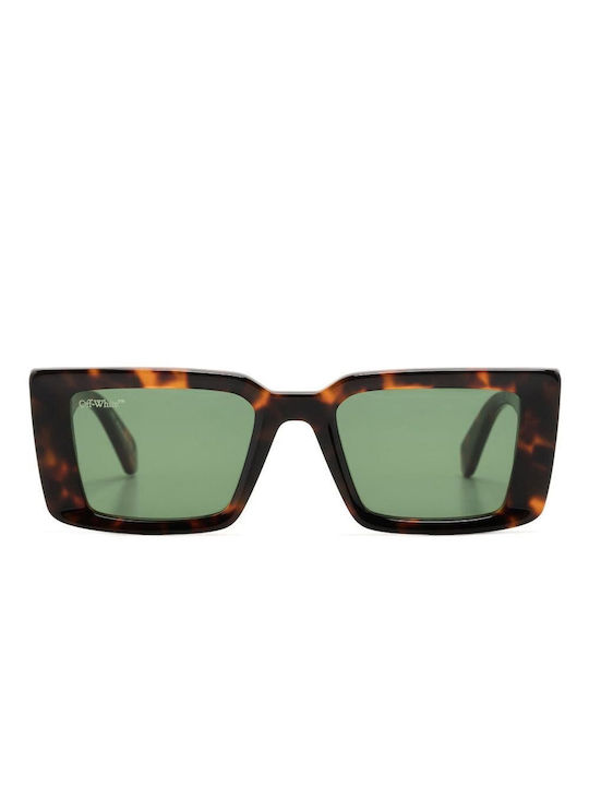 Off White Savannah Sunglasses with Brown Tartaruga Plastic Frame and Green Lens OERI064S23PLA001-6055