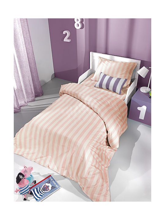 Saint Clair Bettwäsche-Set Einzel Baumwolle Stripes Pink 160x250cm 3Stück