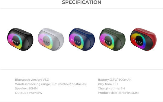Havit SK885BT Ηχείο Bluetooth 8W με Ραδιόφωνο και Διάρκεια Μπαταρίας έως 11 ώρες Μαύρο