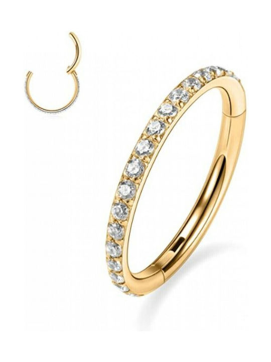 Poco Loco Body Earring Hoop made of Steel Gold Plated with Stones