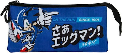 Karactermania Sonic The Hedgehog On the Run Pencil Case with 3 Compartments Blue