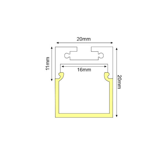 Aca PEND Extern Aluminiumprofil für LED-Streifen mit Opal Abdeckung 200cm