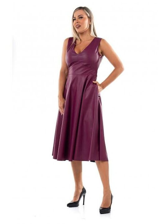 Bellino Midi Evening Dress Leather Purple