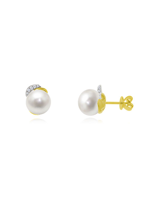 Arapinis Earrings made of Gold 18K with Diamond & Pearls