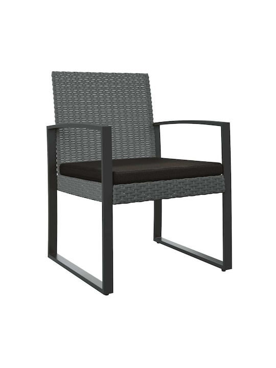 Outdoor Chair Rattan Gray with Cushion 2pcs 54.5x57x77.5cm