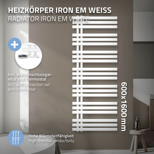 ECD Germany Iron Em Πετσετοκρεμάστρα Μπάνιου 1600x600 Λευκή