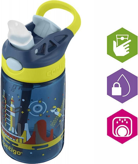 Contigo Plastic Kids Water Bottle Football with Straw Non Spill Blue 420ml