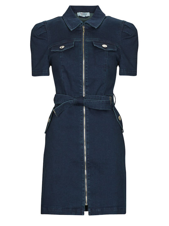 Sommer Mini Damenkleid Denim Blau
