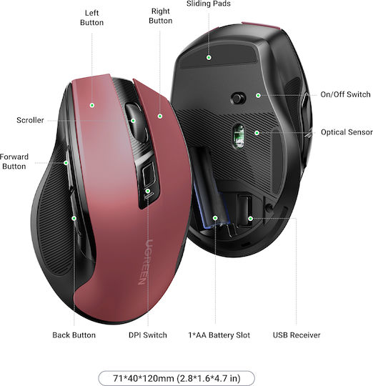 Ugreen MU006 Wireless Mouse Red