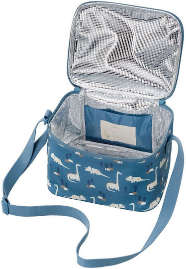 Fresk School Insulated Shoulder Lunch Bag 0.33lt Blue Dinosaurs 18 x 15 x 23cm Dino