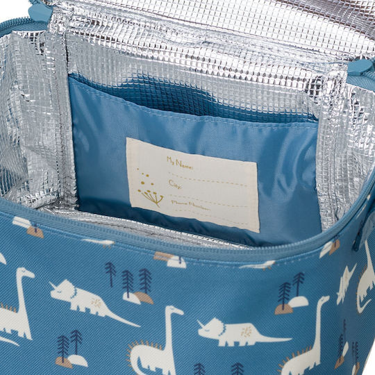 Fresk School Insulated Shoulder Lunch Bag 0.33lt Blue Dinosaurs 18 x 15 x 23cm Dino