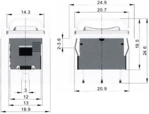 Ked HY17B-2KED Διακόπτης Rocker Αδιάβροχος 10A/250V IP55 1τμχ