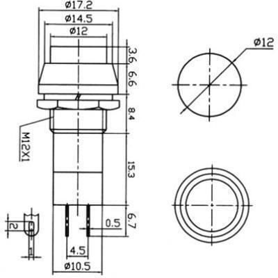 Lz Διακόπτης Μπουτόν Φ12 PBS-11B LZ 1τμχ