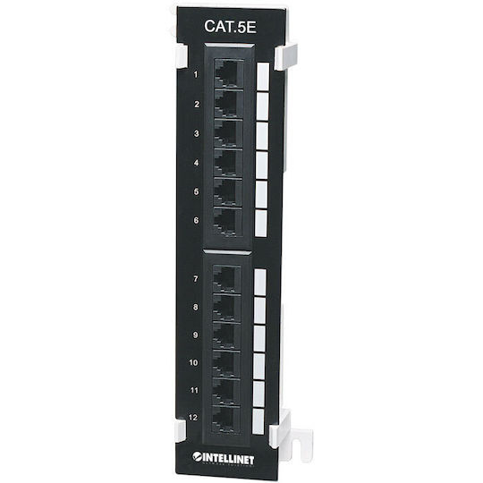 Safewell Patch Panel για Rack 1U 10" 12 Θυρών cat5e Μαύρο