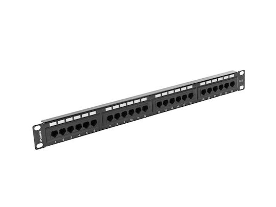 Lanberg Patch Panel Unshielded για Rack 1U 19" 24 Θυρών cat6 Μαύρο