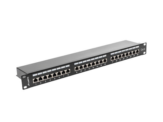 Lanberg Patch Panel Shielded για Rack 1U 19" 24 Θυρών cat6 Μαύρο